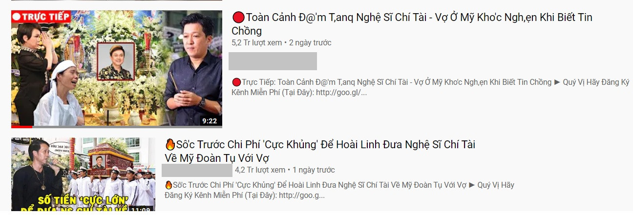Hàng loạt Youtuber giả trực tiếp đám tang nghệ sĩ Chí Tài để câu view trục lợi ảnh 1