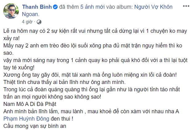 Diễn viên Huỳnh Đông bị tai nạn ngã gãy tay khi quay phim ảnh 2