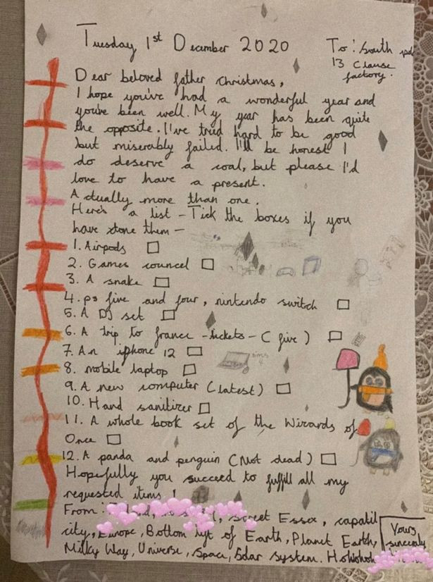 Phì cười với bức thư xin ông già Noel 12 món quà xa xỉ của cô bé 9 tuổi ảnh 1