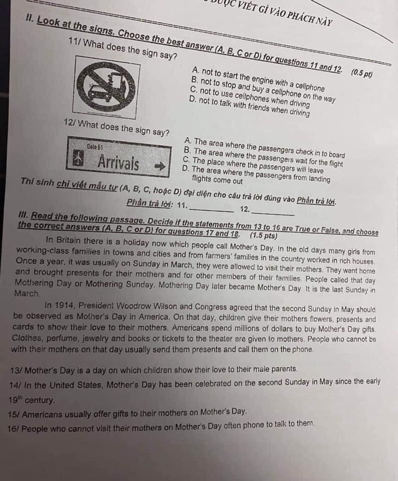 Đáp án môn Tiếng Anh tuyển sinh vào lớp 10 TP.HCM năm học 2020 - 2021 ảnh 2
