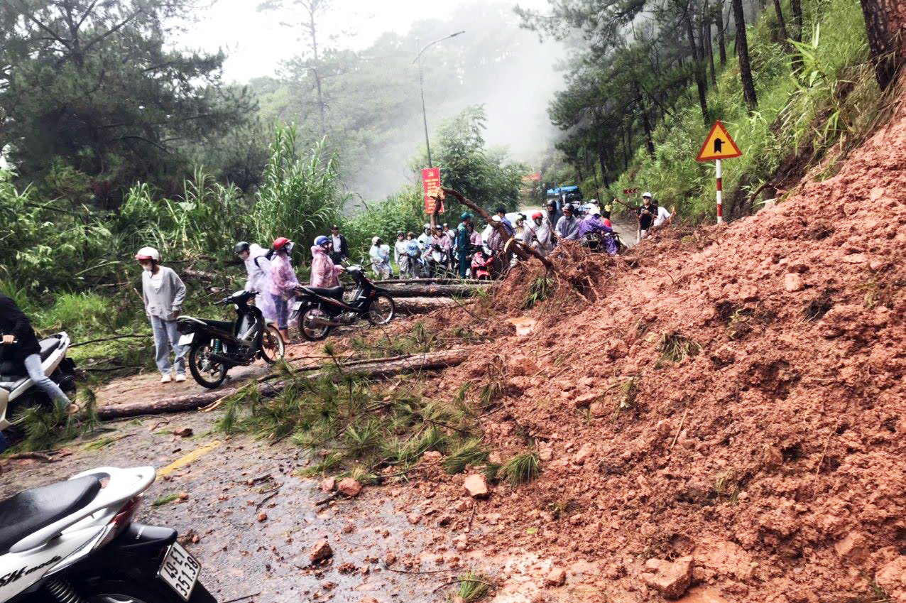Đà Lạt mưa lớn tạo hố tử thần, sơ tán 30 du khách ảnh 1