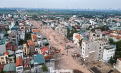 Cận cảnh đường công vụ kết nối trung tâm Hà Nội với công trường cầu Tứ Liên
