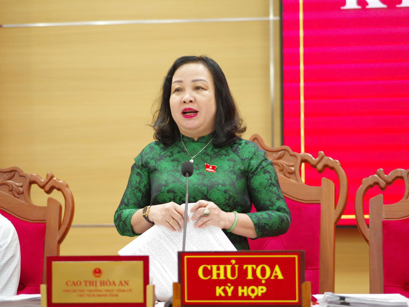 Bà Cao Thị Hoà An - Chủ tịch HĐND tỉnh Đắk Lắk, phát biểu. tienphong-1-6373.jpg