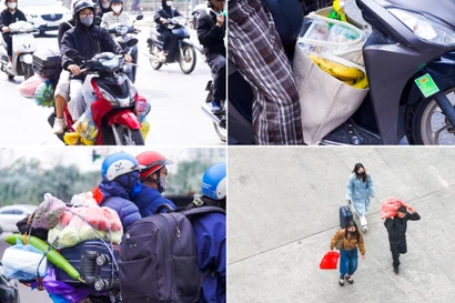 Lỉnh kỉnh buồng chuối, bó rau: Người dân 'chở cả quê hương' trở lại Thủ đô 