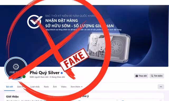 Giả mạo fanpage của Phú Quý nhận đơn đặt mua bạc thỏi kỷ niệm 80 năm ngày quốc khánh 2/9