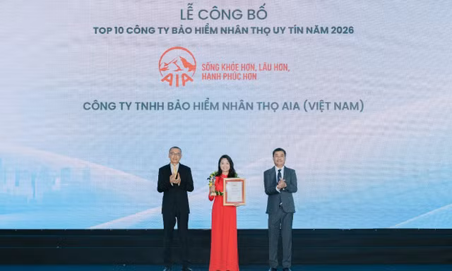 AIA Việt Nam tiếp tục được vinh danh Top 10 công ty bảo hiểm nhân thọ uy tín năm 2026