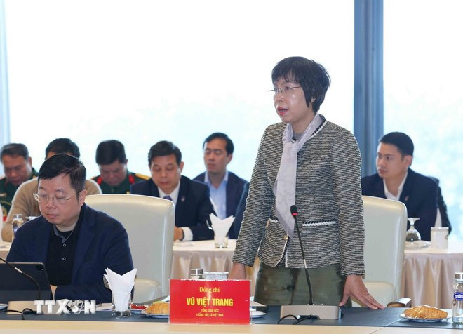 Tổng Giám đốc Thông tấn xã Việt Nam Vũ Việt Trang phát biểu. (Ảnh: Phương Hoa/TTXVN)