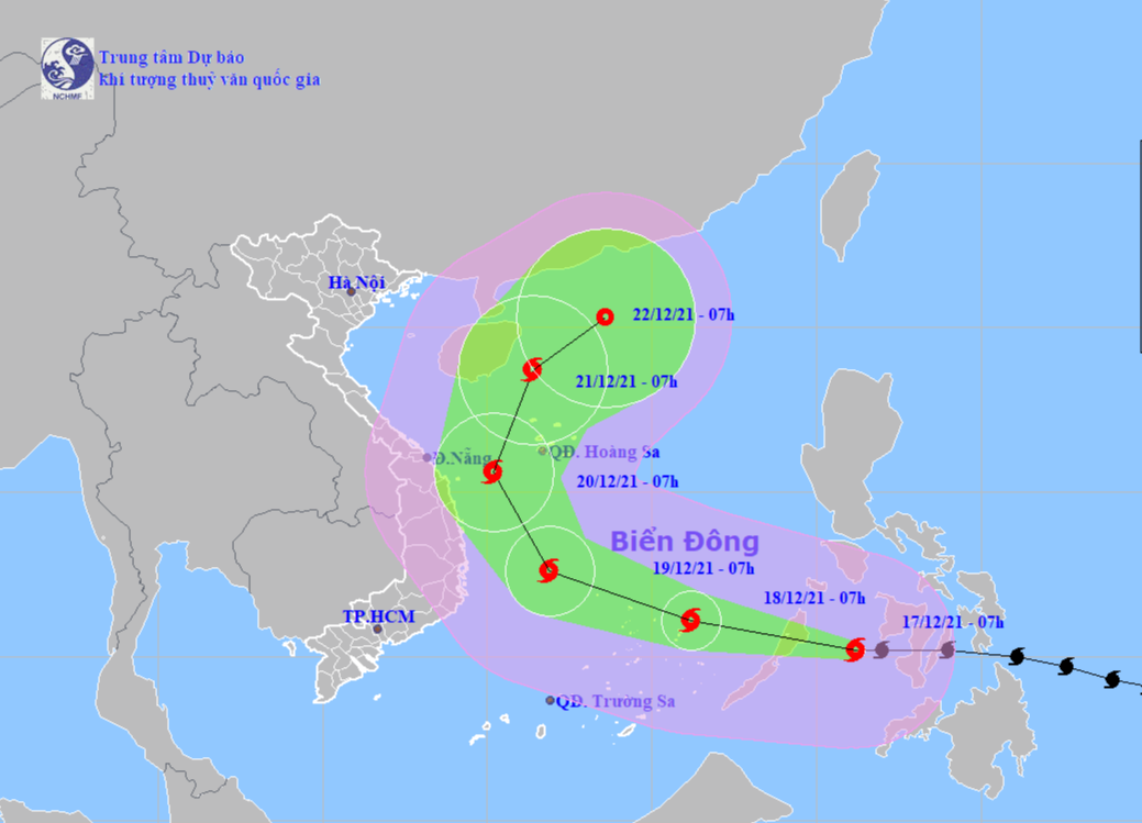 Siêu bão Rai đang tiến vào Biển Đông