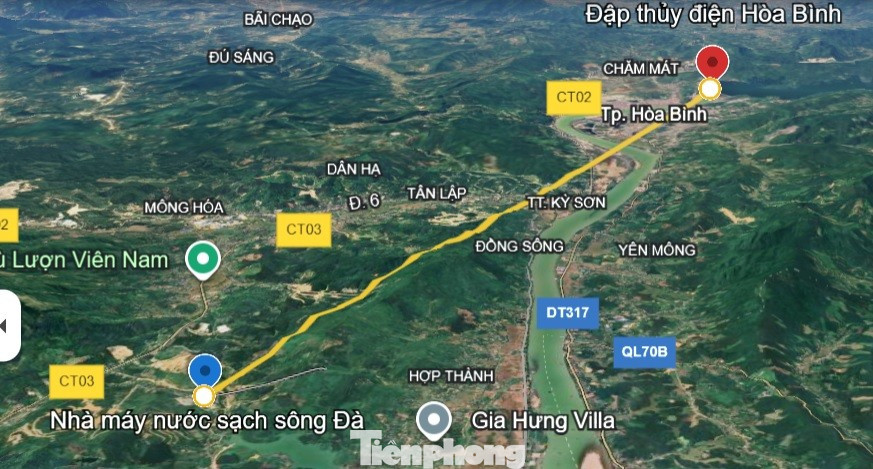 Nhà máy nước sạch sông Đà lấy nước từ Sông Đà cách đập thủy điện hồ Hòa Bình khoảng 10km về hạ lưu tp-3.jpg