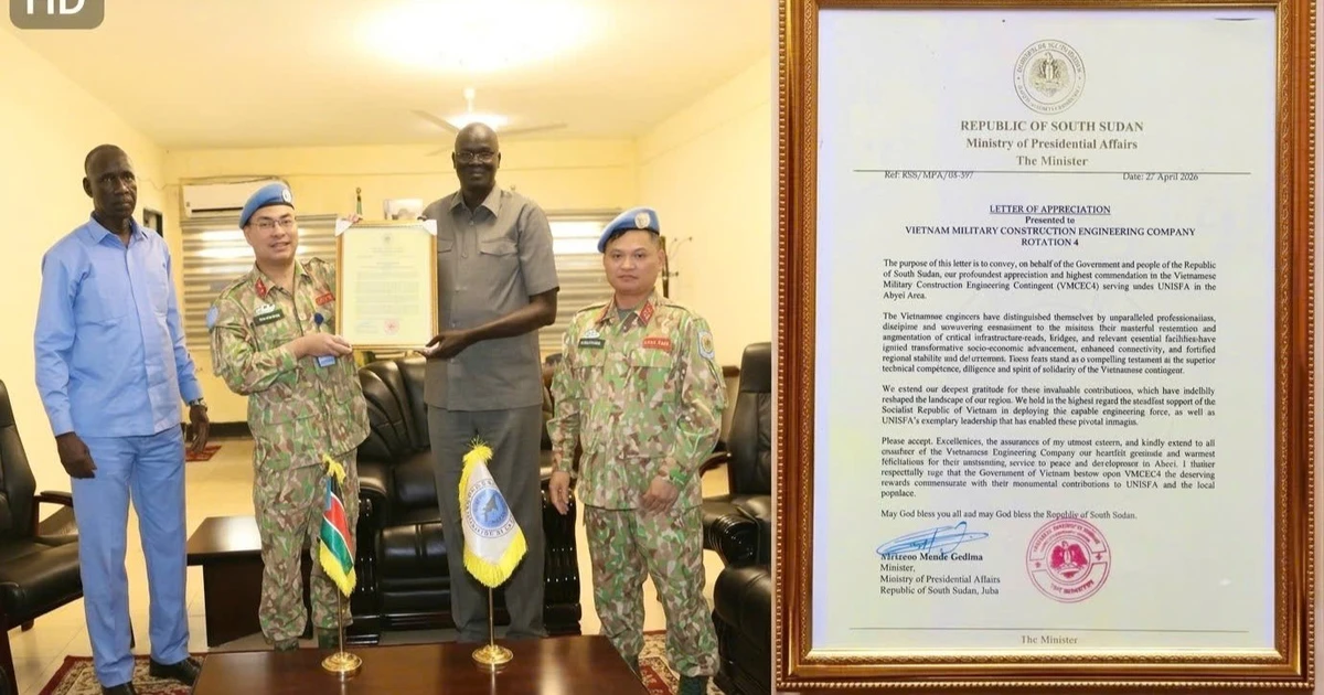 Công thư đặc biệt của Chính phủ Nam Sudan gửi tới Công binh Việt Nam