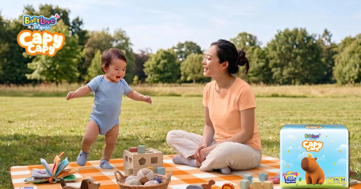 Baby Love Capycapy: Dòng tã tiết kiệm thời bão giá, thấm hút vượt trội suốt nhiều giờ