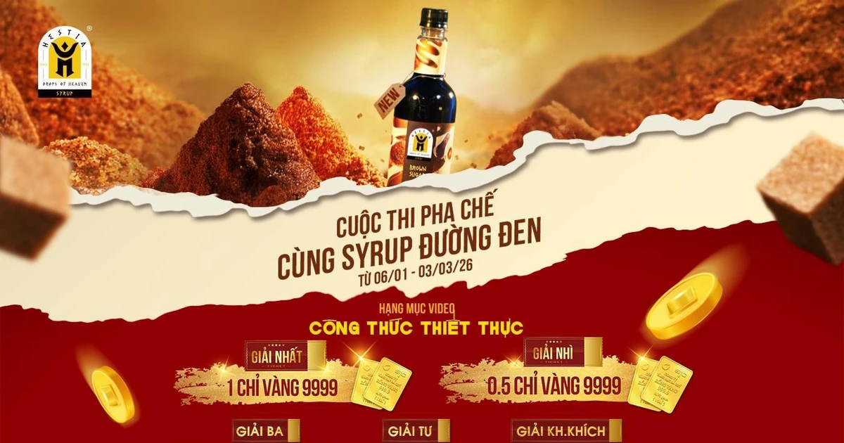 Cơ hội sở hữu 1 chỉ vàng khi tham gia cuộc thi 'Pha chế cùng Syrup Đường Đen Hestia'