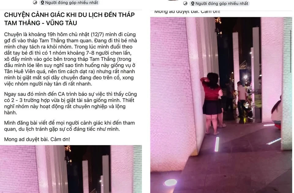 Du khách 'tố' bị dàn cảnh cướp giật tài sản gần tháp Tam Thắng