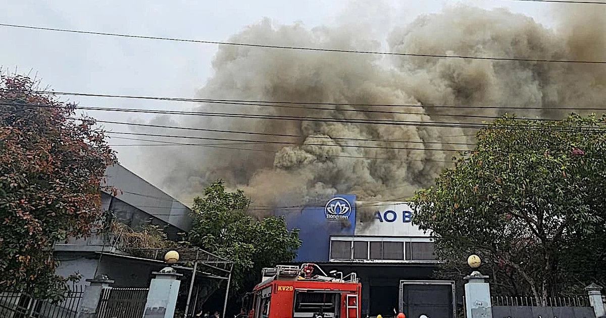 Hỏa hoạn tại Công ty bao bì Bông Sen, khói đen cuồn cuộn