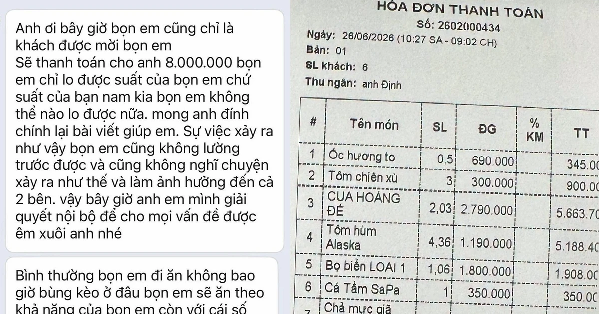 Thực hư vụ thanh niên mời bạn gái ăn tôm hùm, cua hoàng đế hết hơn 16 triệu đồng rồi không thanh toán