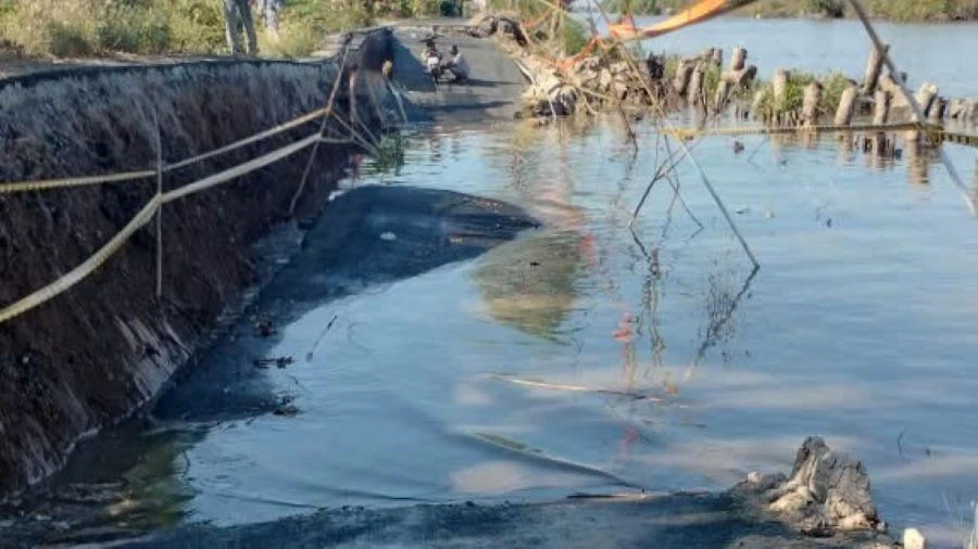 Cà Mau: Lại sụt lún tuyến đường mới sửa hơn 1 năm