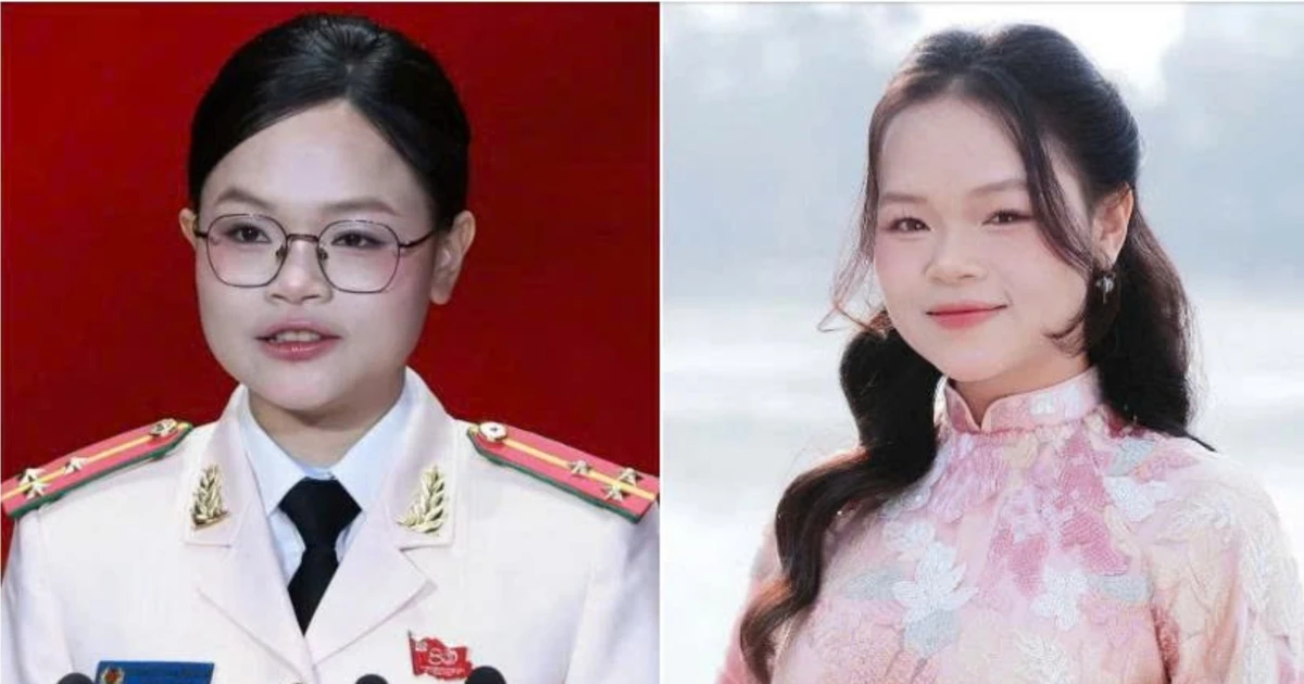 Nữ thượng úy phát biểu tại Lễ kỷ niệm 80 năm Ngày truyền thống lực lượng An ninh nhân dân