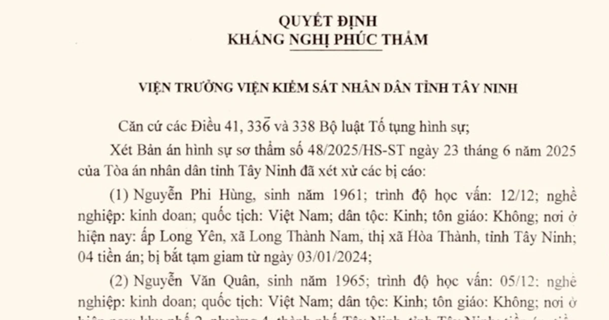 Vụ vận chuyển 234 triệu USD qua biên giới tại Tây Ninh: Hai cấp Viện Kiểm sát cùng kháng nghị tăng hình phạt