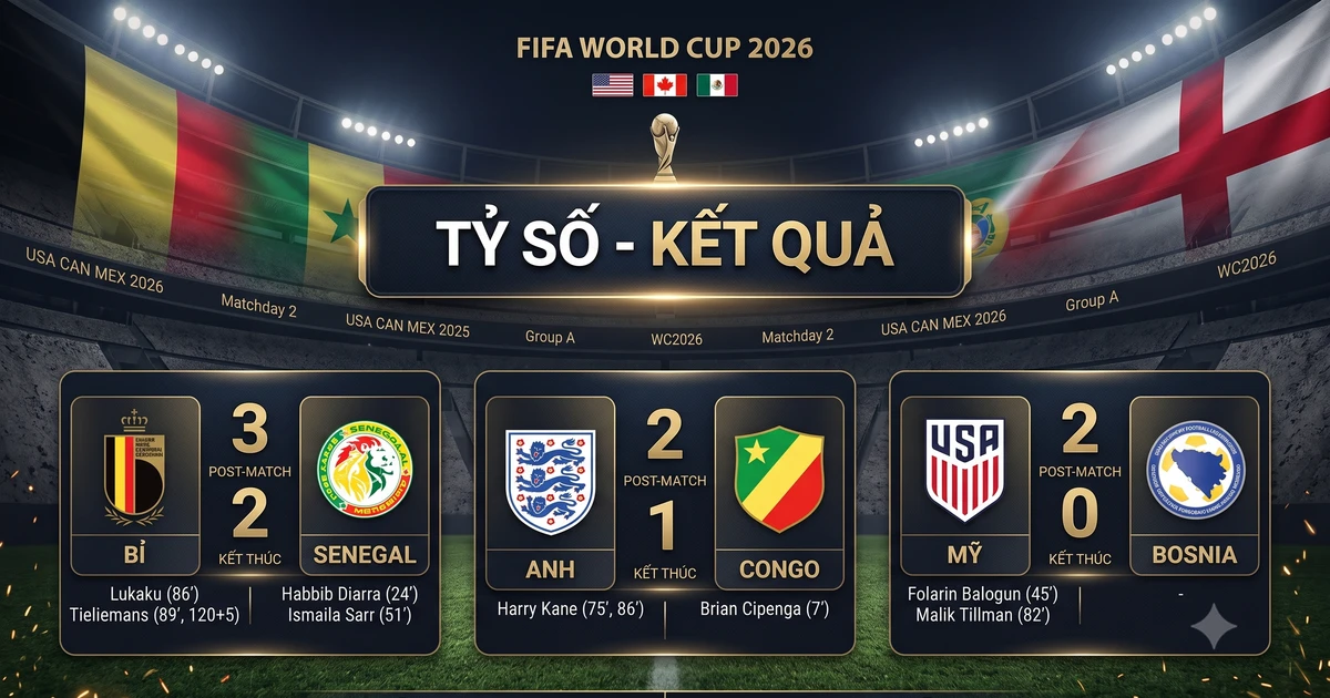 TIN NÓNG WORLD CUP 2026: Tỷ số - Kết quả các trận đấu CỰC HOT ngày 2/7