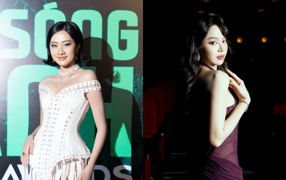 Hoa hậu Thanh Thủy và Hà Trúc Linh đọ sắc trên thảm đỏ Làn Sóng Xanh 2025