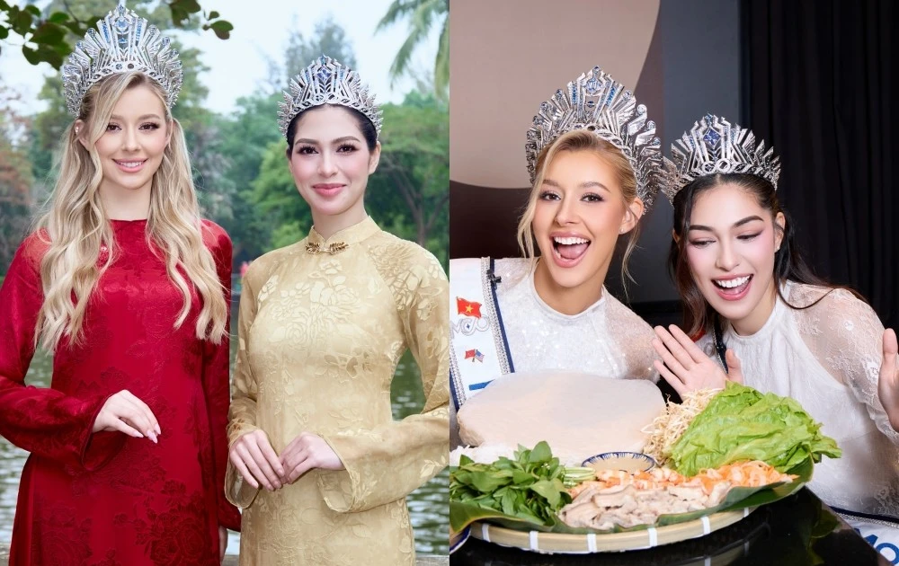 Top 2 Miss Cosmo 2025 diện áo dài và áo bà ba trong hành trình media tour