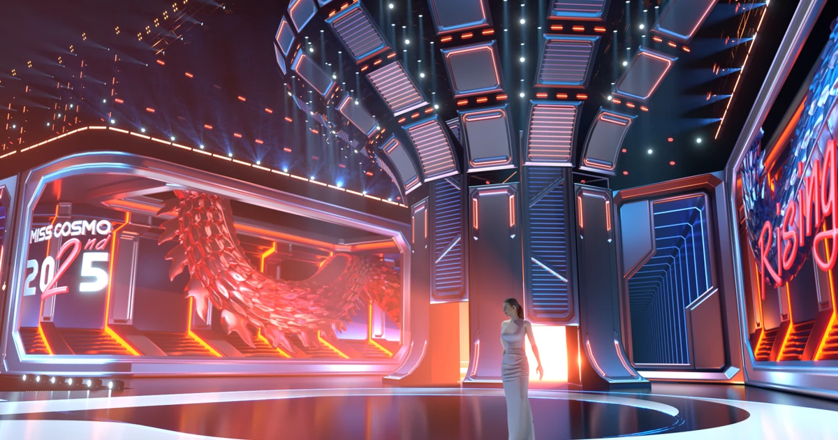 Sân khấu Miss Cosmo 2025 có sự góp mặt của 2 Hoa hậu đình đám với vai trò ca sĩ
