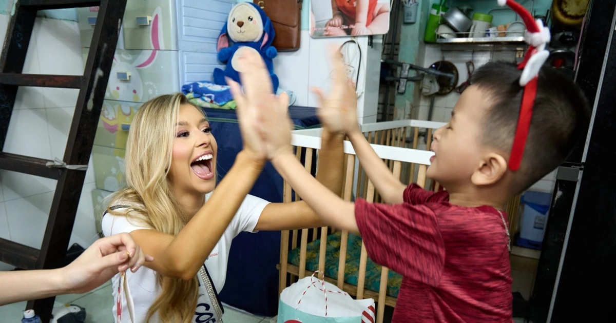 Năng lượng tích cực của tân Miss Cosmo 2025 trong các hoạt động thiện nguyện