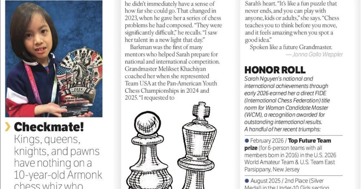 Kỳ thủ nhí cờ vua gốc Việt 10 tuổi gây chú ý trên tạp chí Mỹ