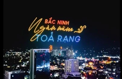 Mãn nhãn trình diễn drone trên bầu trời Bắc Ninh