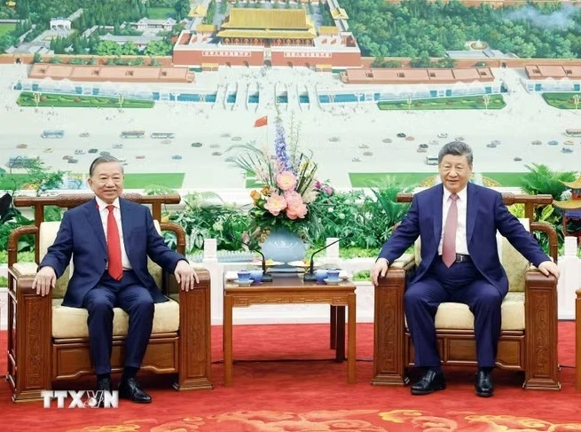 Tổng Bí thư, Chủ tịch nước Tô Lâm và Tổng Bí thư, Chủ tịch Trung Quốc Tập Cận Bình dự tiệc trà