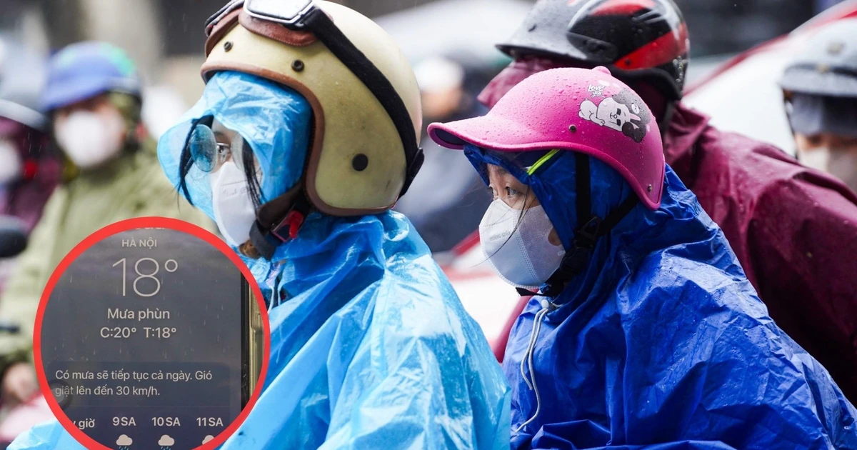 Người Hà Nội co ro trong mưa lạnh 18°C sáng đầu tuần