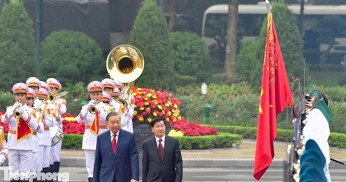 Tổng Bí thư Tô Lâm chủ trì lễ đón Tổng Bí thư, Chủ tịch nước Lào Thongloun Sisoulith