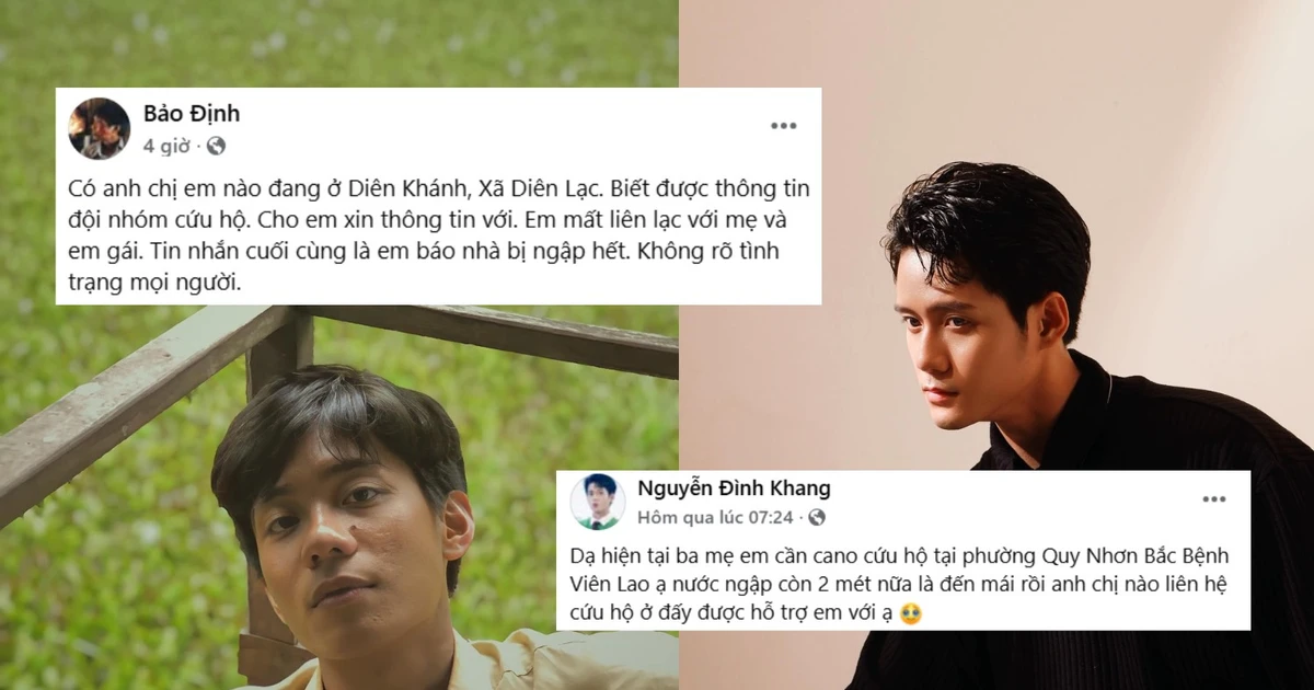 Diễn viên Đình Khang, Bảo Định kêu gọi hỗ trợ gia đình bị kẹt trong vùng ngập sâu