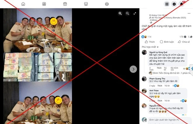 Lật tẩy chiêu dựng ảnh CSGT ăn mừng với cọc tiền