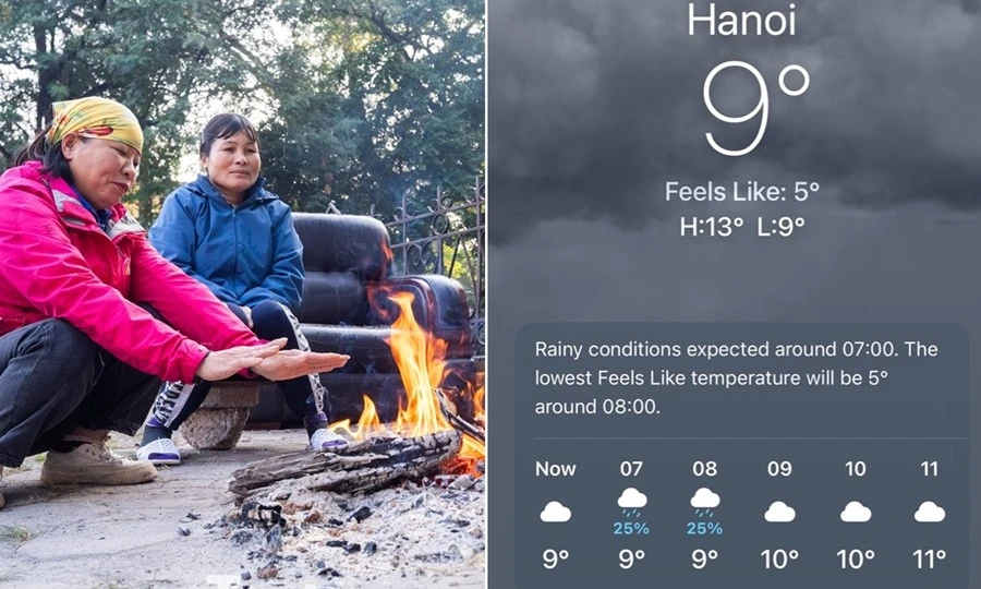 Nhiệt độ cảm nhận ở Hà Nội xuống mức 5 độ C trên iPhone: Sự thật là thế nào?