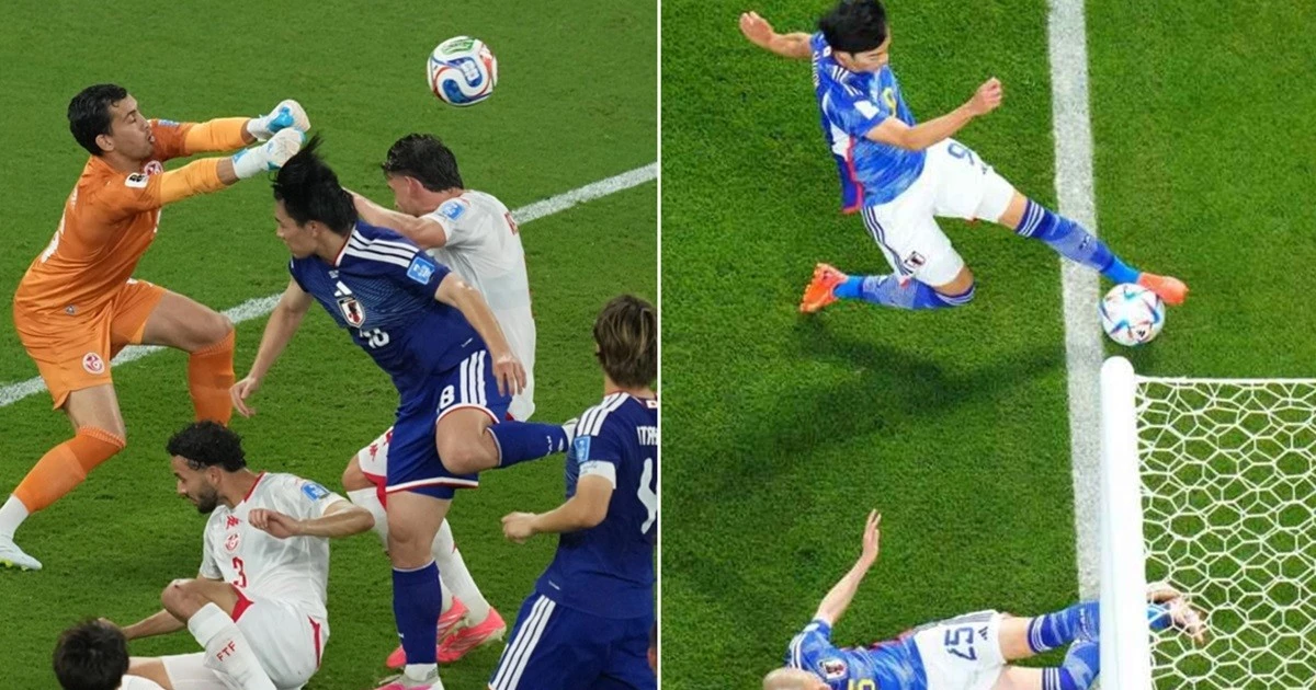 Nhật Bản cách bàn thắng chỉ vài milimet, kịch bản ngược với World Cup 2022