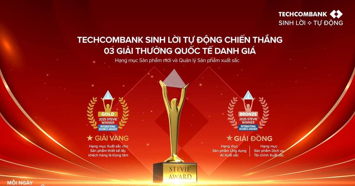 Sản phẩm Techcombank sinh lời tự động giành giải vàng Stevie Awards