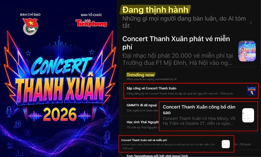 Concert Thanh Xuân "xâm chiếm" cõi mạng, càn quét Top thịnh hành với từ khóa nào?