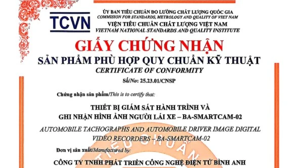 Đã có camera xe vận tải đầu tiên đạt chuẩn QCVN 06:2024/BCA của Bộ Công an