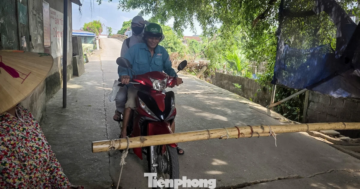 Cây cầu có barie bằng tre ở Hưng Yên