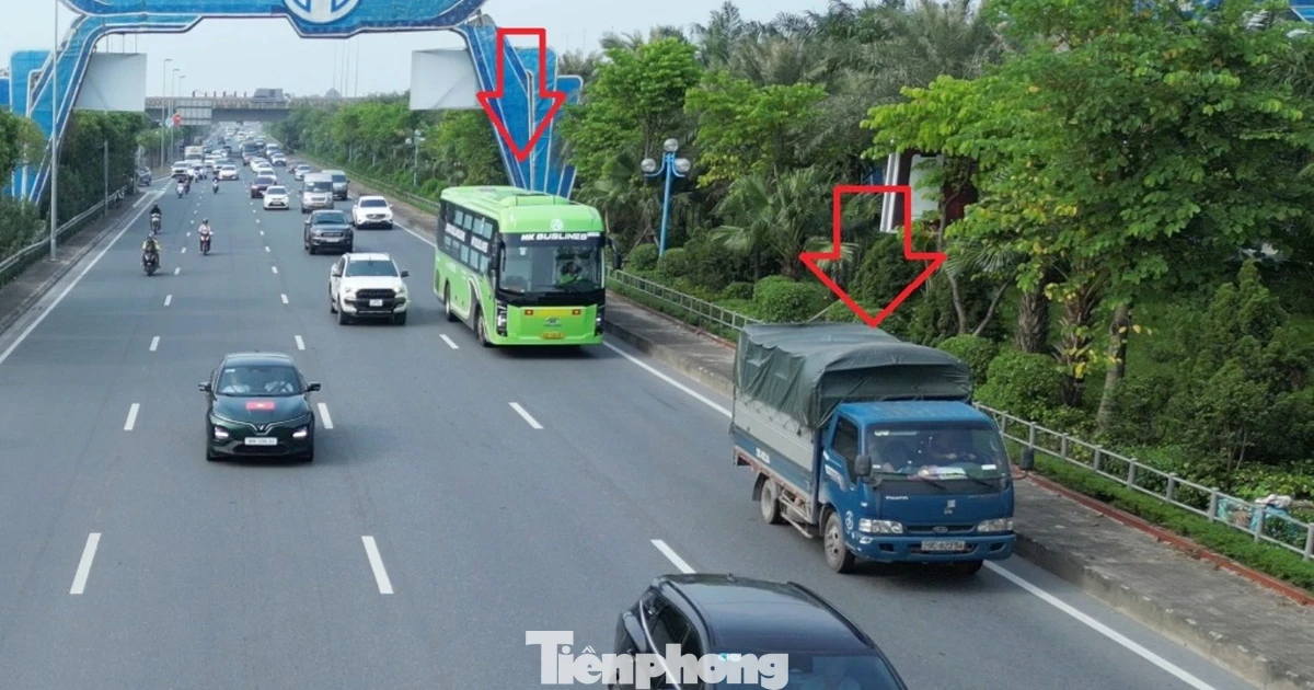 Cấm cả xe tải và xe khách ở làn một trục Nhật Tân - Nội Bài