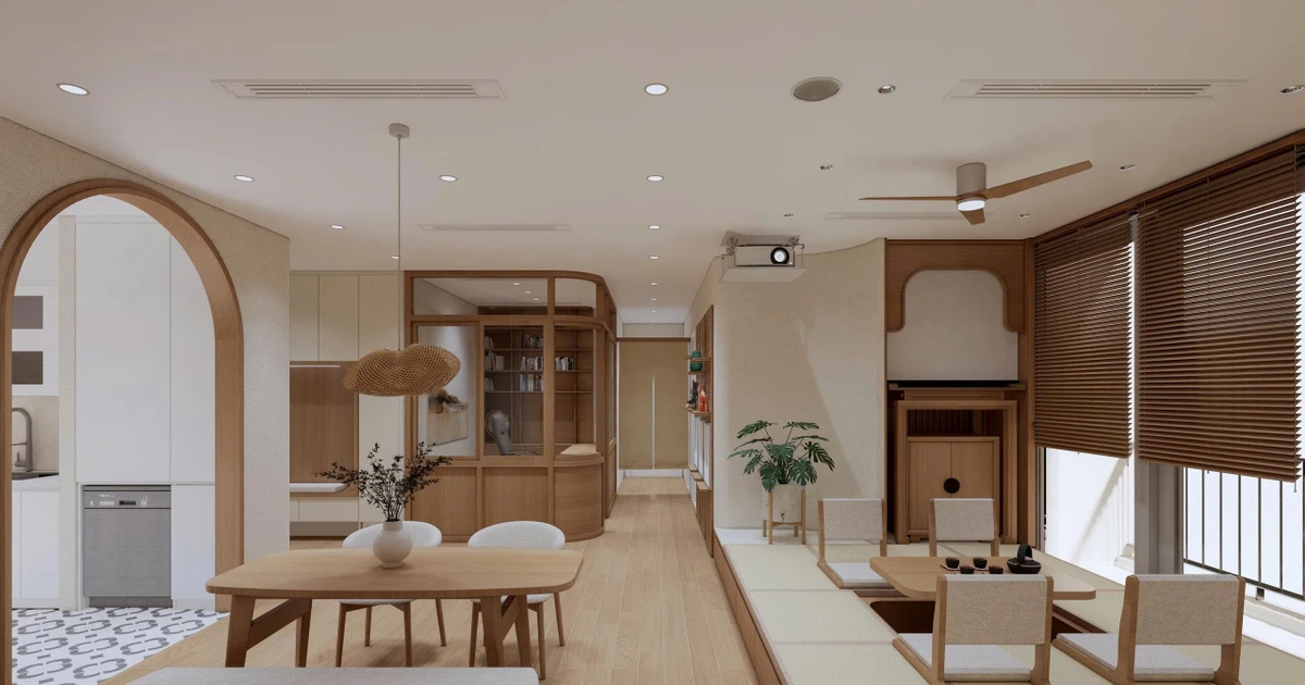 Căn hộ 106m2 với không gian, tông màu ấm áp nhẹ nhàng