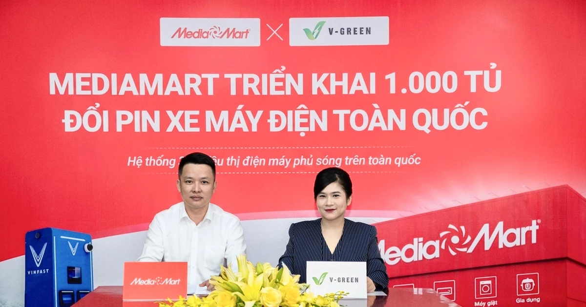 V-Green và Mediamart hợp tác triển khai 1.000 tủ đổi pin xe máy điện trong tháng 5/2026