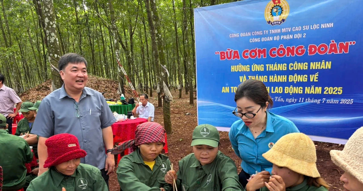'Bữa cơm Công đoàn' dưới tán rừng cao su