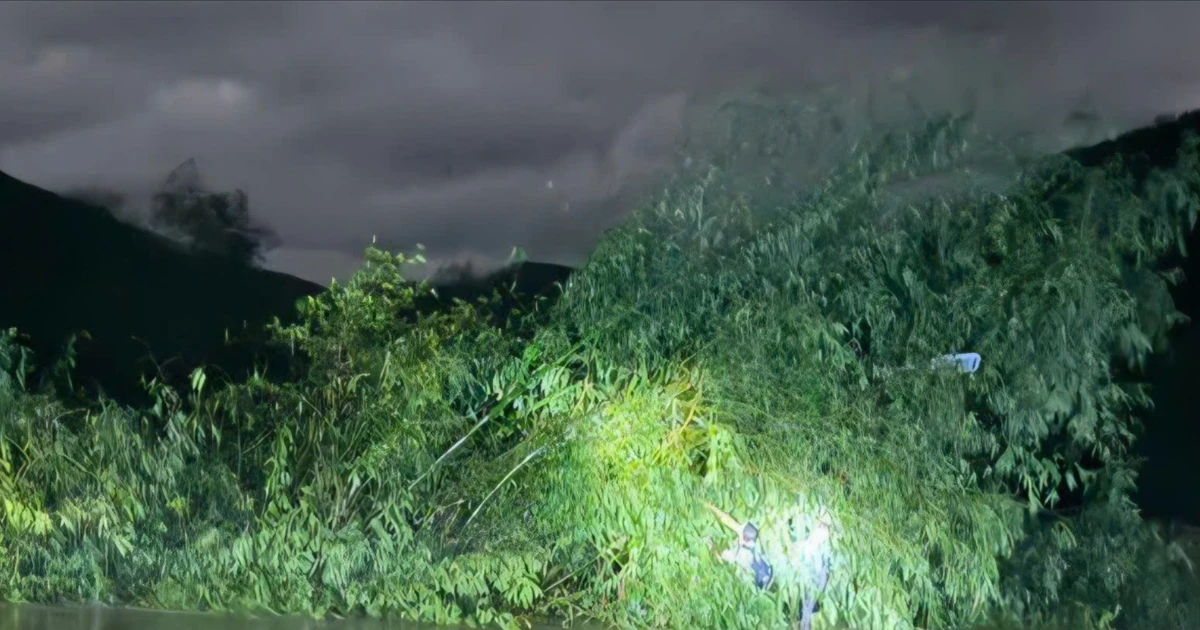 Ô tô bị cuốn trôi, hai người bám vào bụi tre kẹt giữa dòng lũ