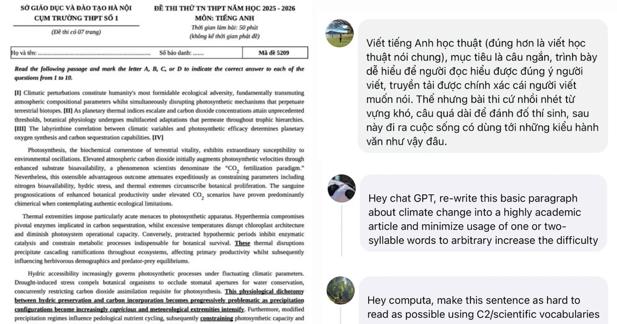 Tranh luận về độ khó của bài đọc hiểu tiếng Anh trong đề thi thử THPT 2025 - 2026