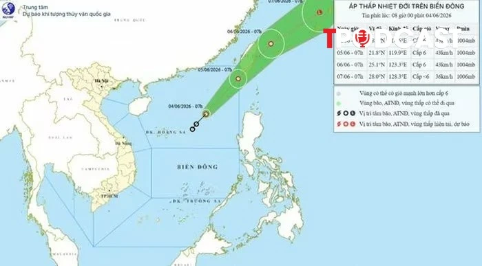 NÓNG 4/6: Áp thấp nhiệt đới giật cấp 8 trên biển Đông, khu vực nào của Việt Nam cần đề phòng?