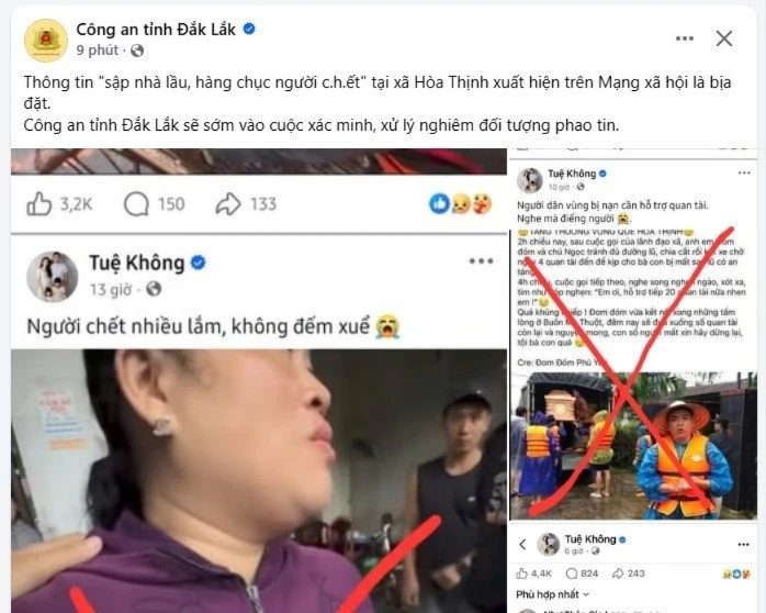 Công an Đắk Lắk: Thông tin 'sập nhà lầu, hàng chục người chết tại xã Hòa Thịnh' là bịa đặt