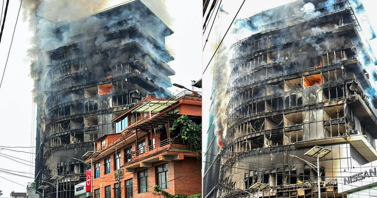 Làn sóng biểu tình ở Nepal: Khách sạn 5 sao Hilton sừng sững một thời bị thiêu rụi