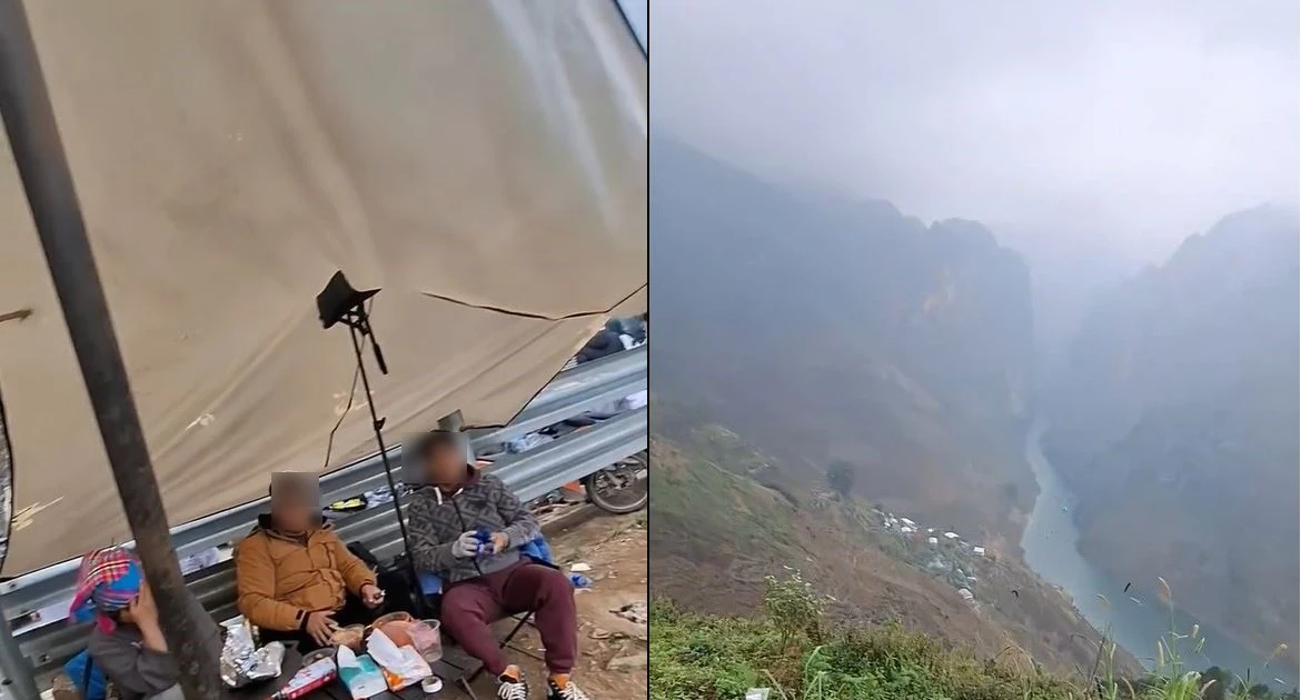 Phản cảm cảnh dựng lều bạt, mở tiệc ăn uống ở đèo Mã Pì Lèng